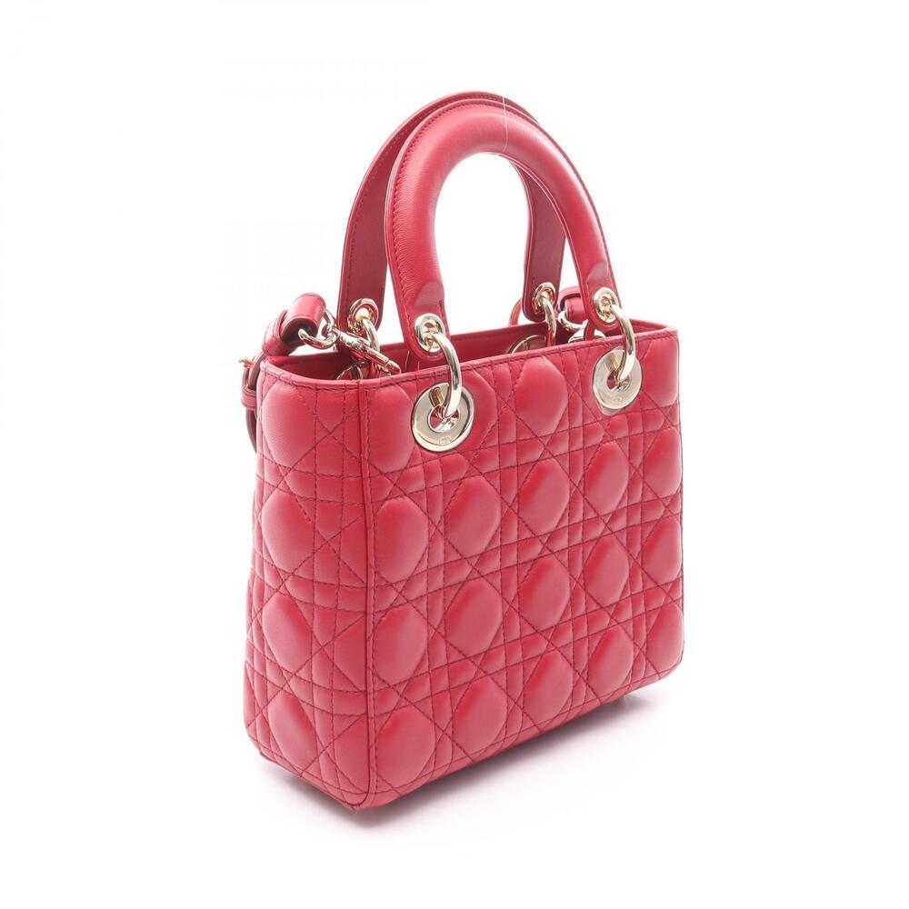 Dior Leather Lady Red Cannage Handbag